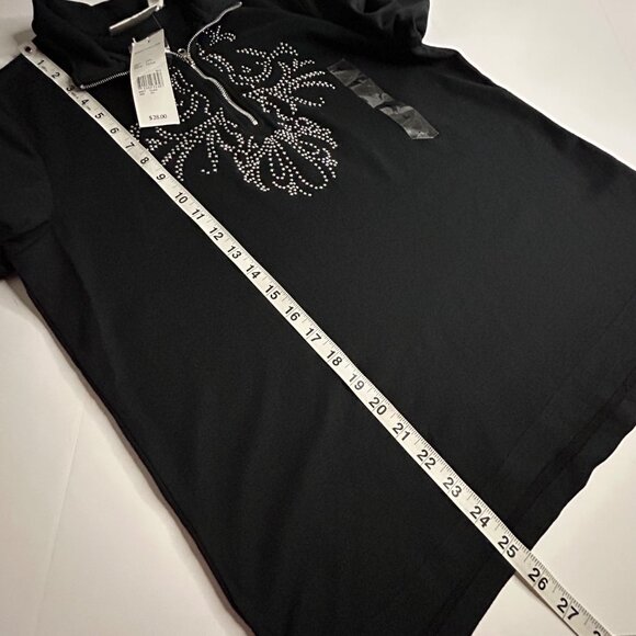 NWT Rebecca Malone Large Caviar 3/4 Sleeve Blouse with Embellishments Zipper - Picture 6 of 11